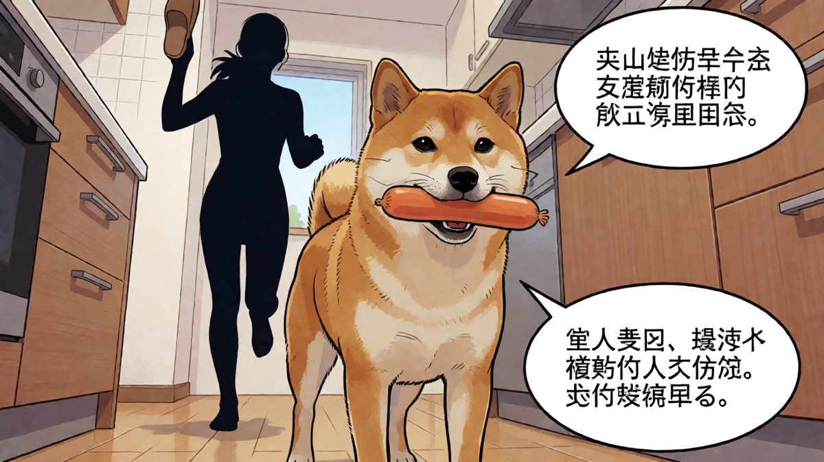 作案现场证据确凿，但狗子一脸'不是我'的表情。