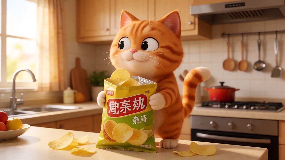 橘猫：这袋薯片没了我可活不下去
