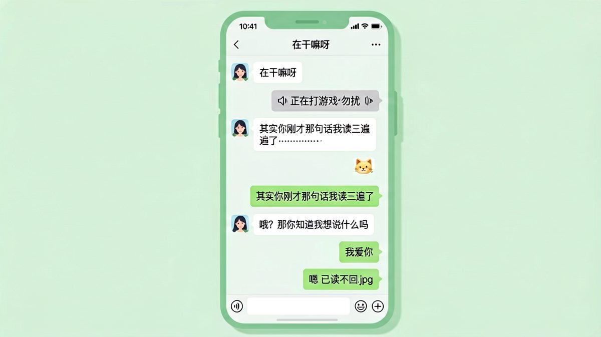 女生追问在干嘛，男生终于坦白其实在回味她的消息