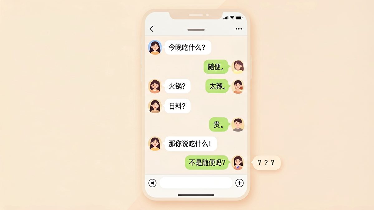 问吃什么答随便，最后被55秒语音送走