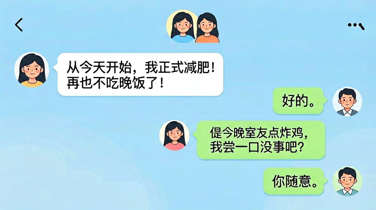 减肥宣言坚持不到晚上八点