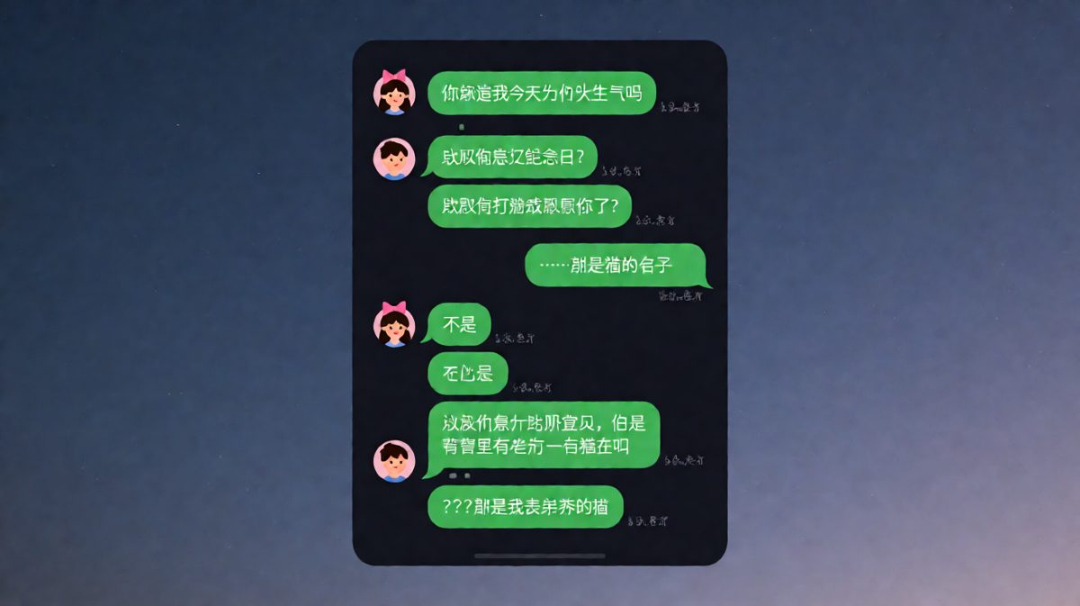 「因为我叫你宝贝，但背景有另外一只猫在叫」
