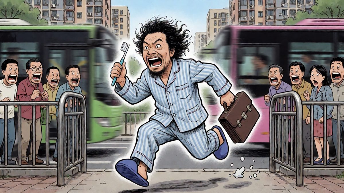 发现迟到后疯了似地往公司冲
