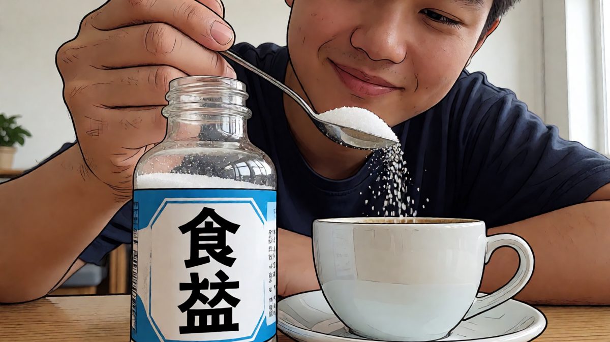 小明随手取了一勺白色粉末加进咖啡，完全没看标签