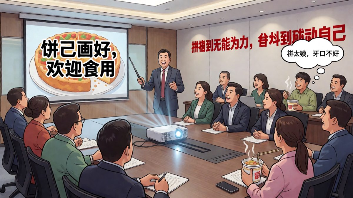 老板：只要努力，明年你就能在这里买房！员工：老板，我是来上班的，不是来练肺活量的。