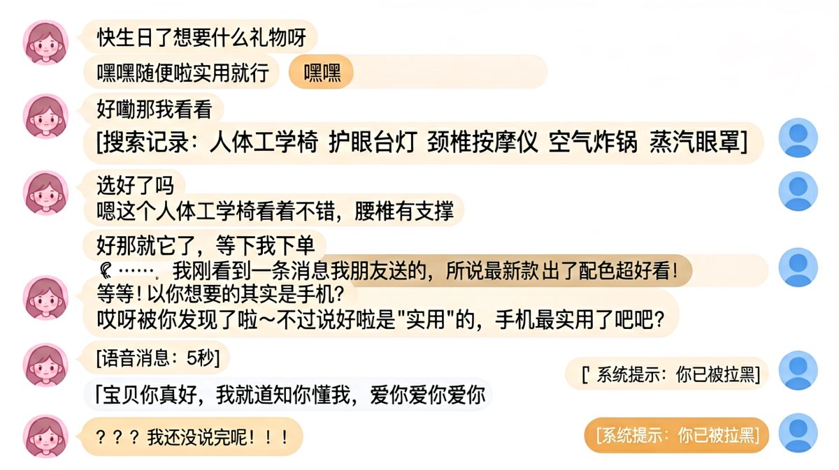 嘴上说实用，心里早算好了最新款，而男朋友永远是那个最后知道的冤种。