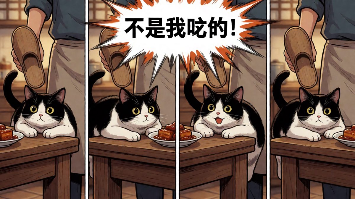 被抓现行的猫咪永远有一套天衣无缝的否认话术。