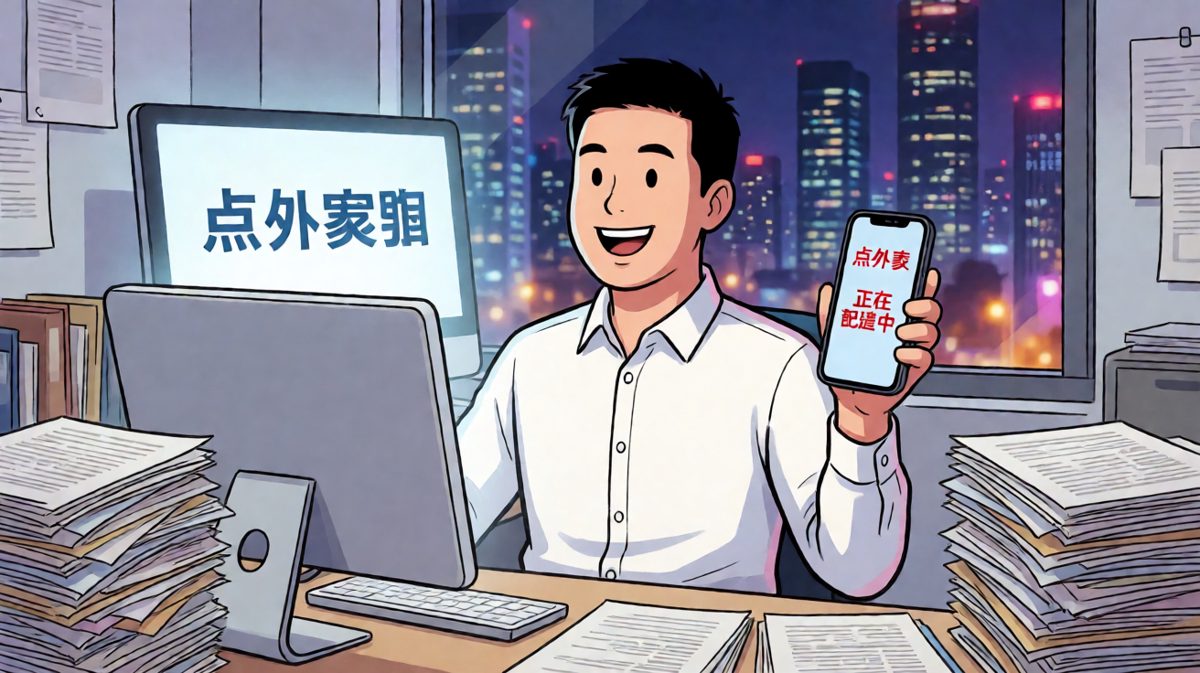 深夜加班，信心满满下一单豪华晚餐
