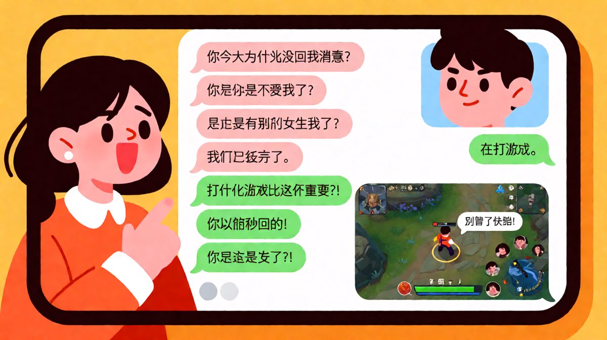 女生以为男生冷淡，其实他正在游戏里生死时速