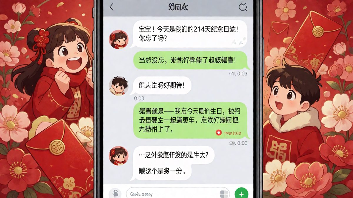 纪念日当天男友把礼物逻辑绕晕了整个聊天记录