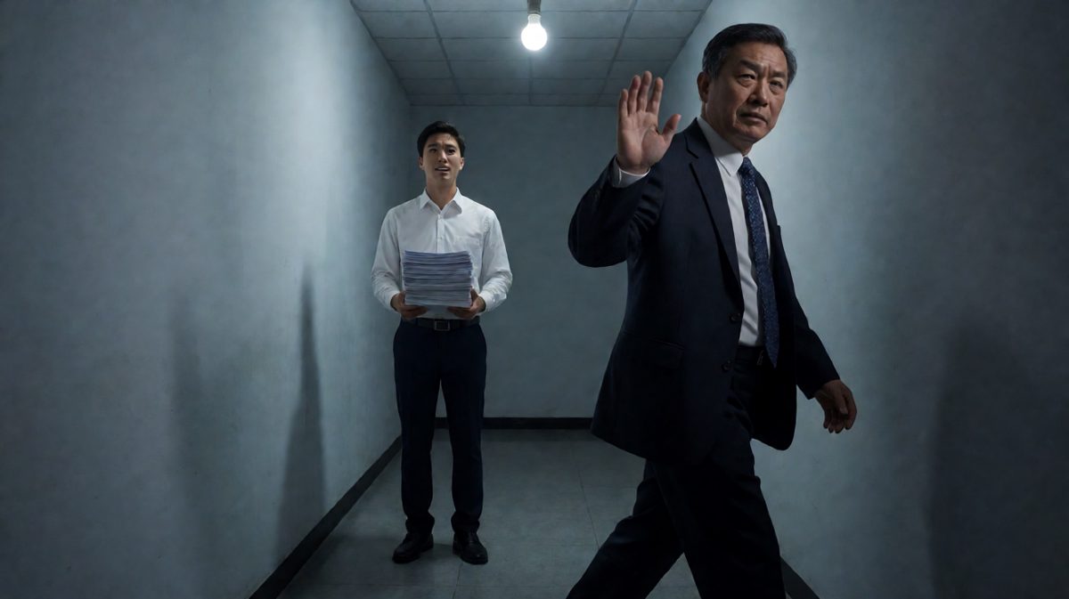 员工小心翼翼问："老板，我能请教一下晋升的标准是什么吗？" 老板边走边回头："标准？标准就是别问这个问题。" 员工愣在原地。