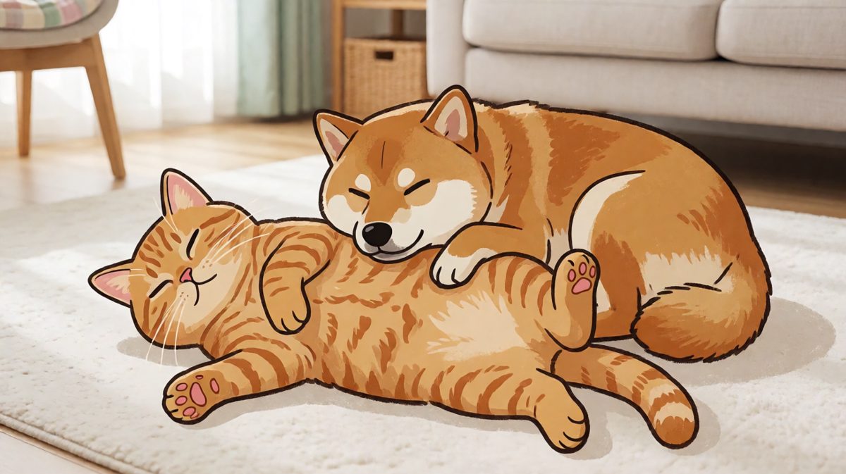 猫狗同睡争地盘，奇葩睡姿大赏