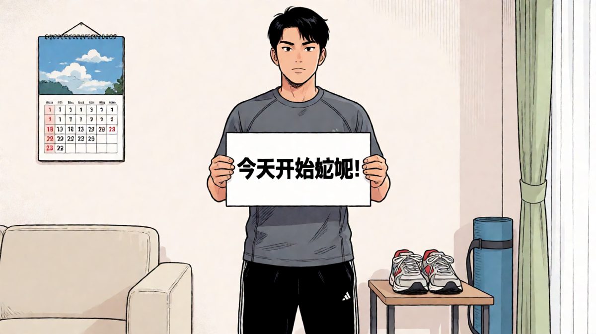 第1格：主角豪情万丈宣布开始减肥