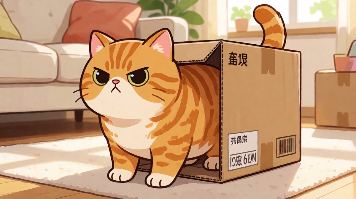 猫：这个盒子里有问题，一定是我太大。