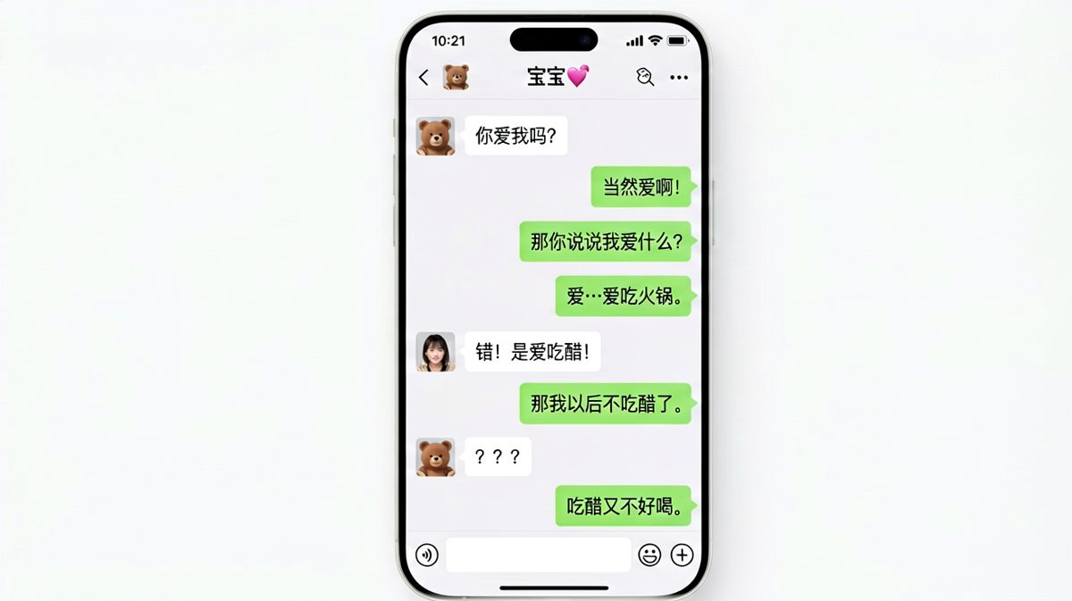 女生让表白，男生却认真分析「吃醋不好喝」。