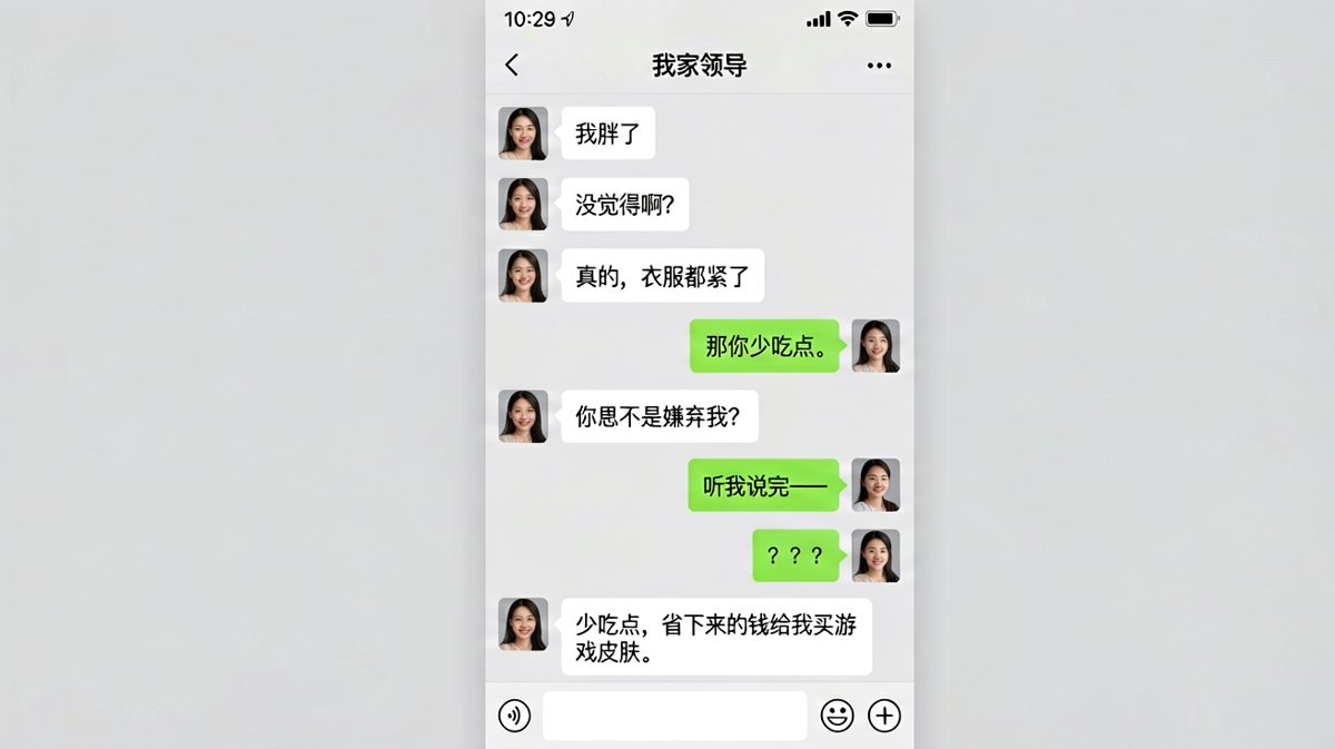 女生说胖了求安慰，男生却在算省钱买皮肤。