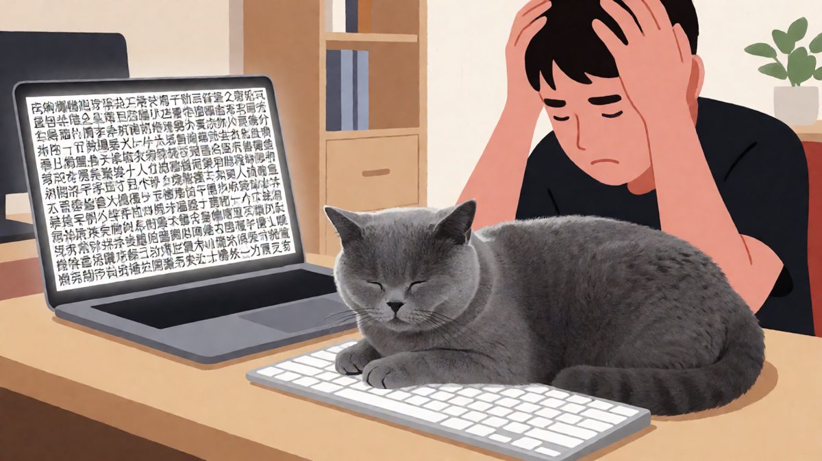老板说今天必须交报告，但我的猫说不行