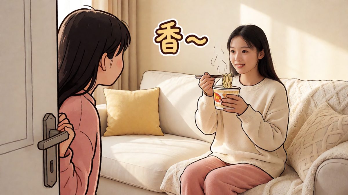 室友的泡面香气杀死了所有意志力。