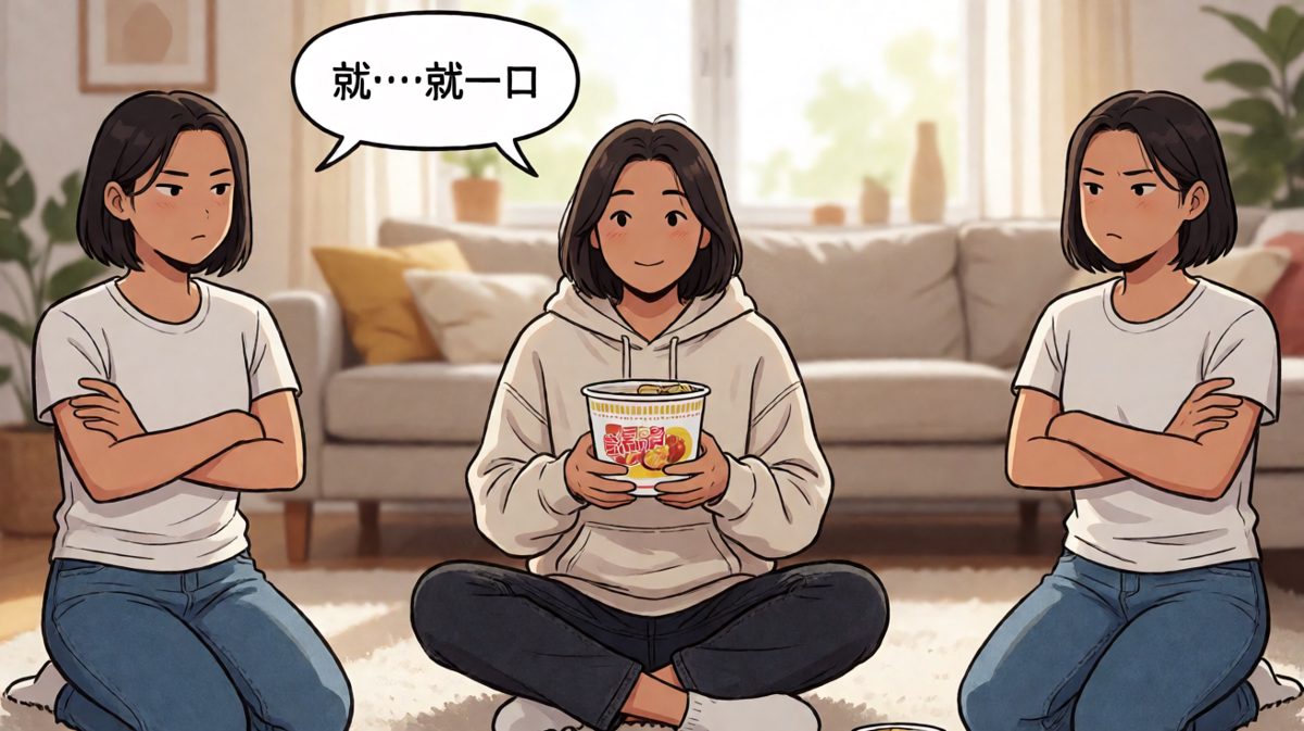 '就一口'的结果是一口全部吃掉。