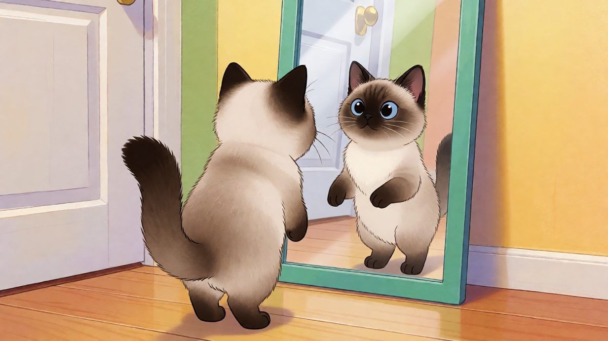 猫：哪来的陌生帅哥？！等等……好像是我自己？