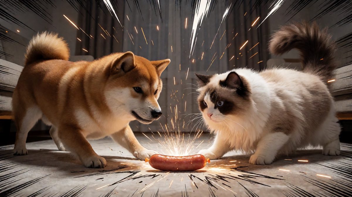 狗：这是朕打下的江山，不准你碰！猫：哈？这明明是本宫的地盘。