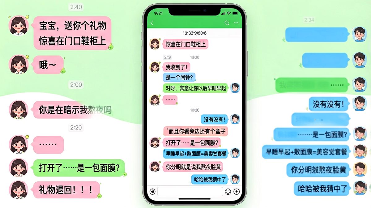 男生精心准备的「美容觉」礼物套餐，结果被女生一秒拆穿真意图