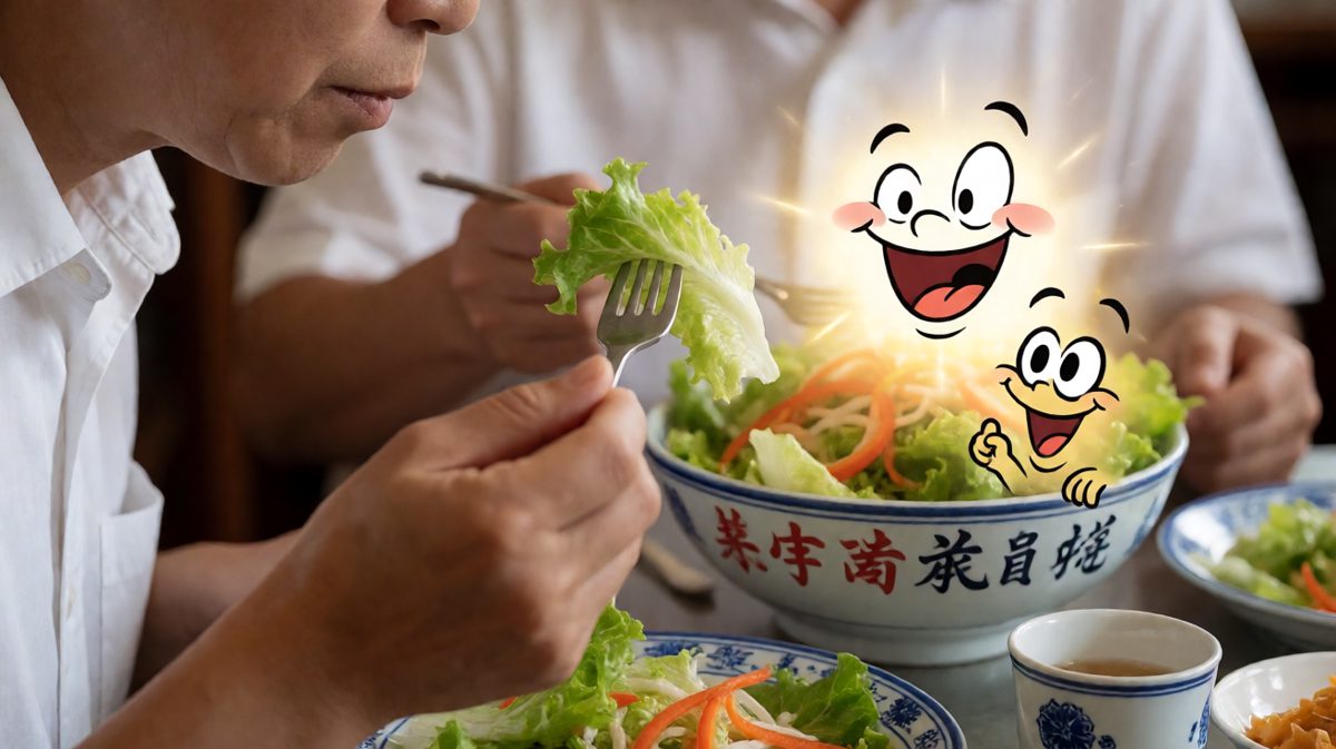吃了一口沙拉……人生为什么这么苦？