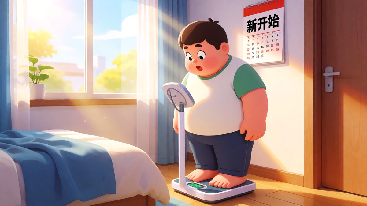 看到体重秤上的数字，主角心态崩了