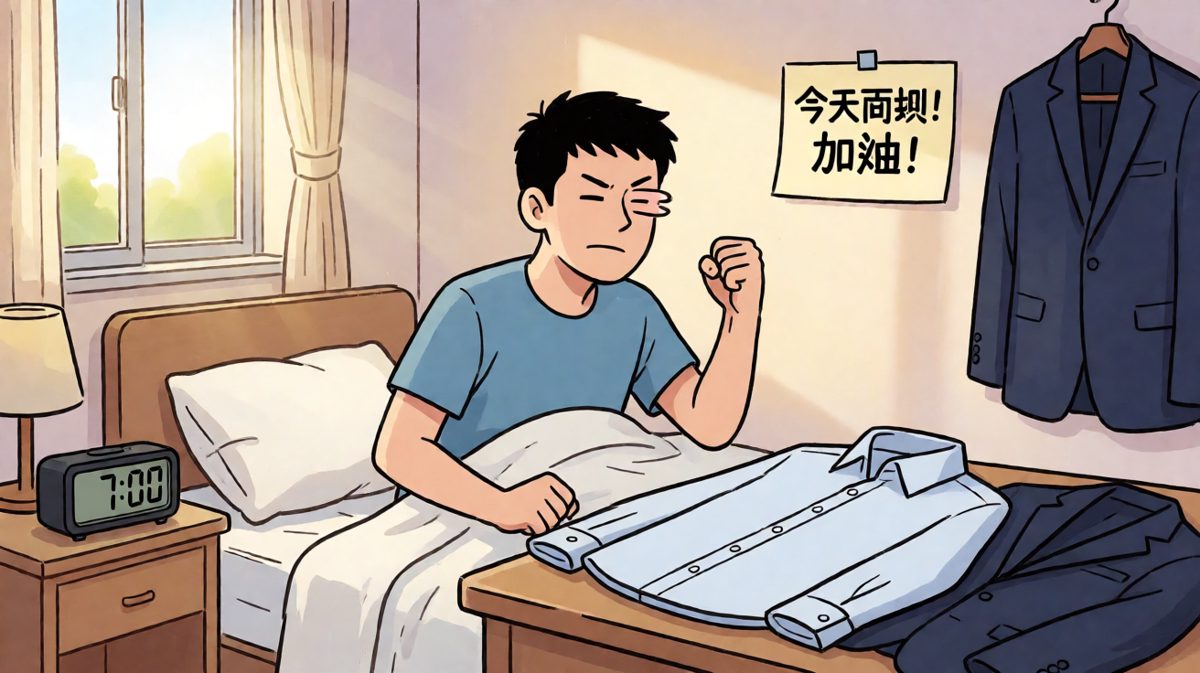 闹钟响起，打工人斗志满满准备迎接人生转折点