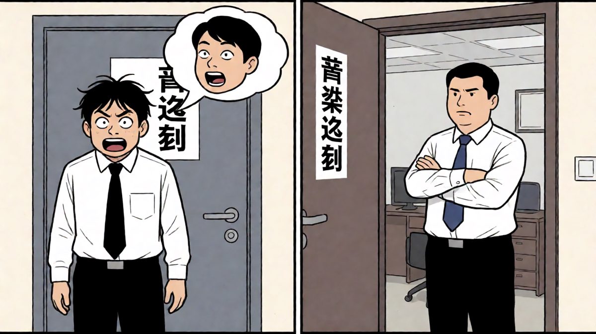 终于到了，却迎上老板冰冷的注视。