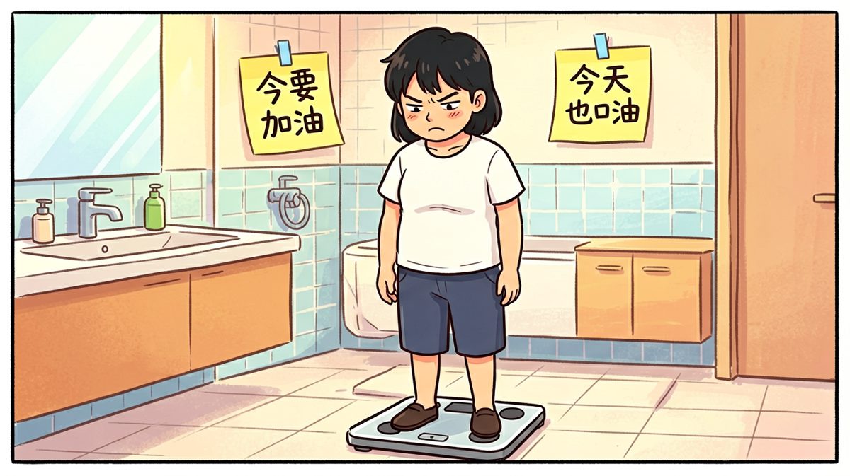看着肚子上的肉，下定决心今天开始减肥！