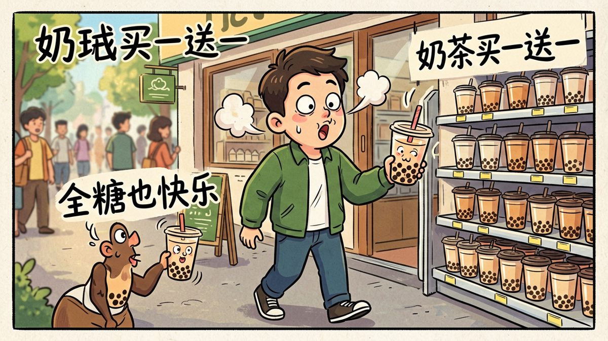 等等……奶茶店今天买一送一？