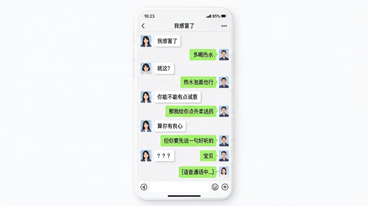 多喝热水后的反向套路，男生最后那句暴露了真实目的