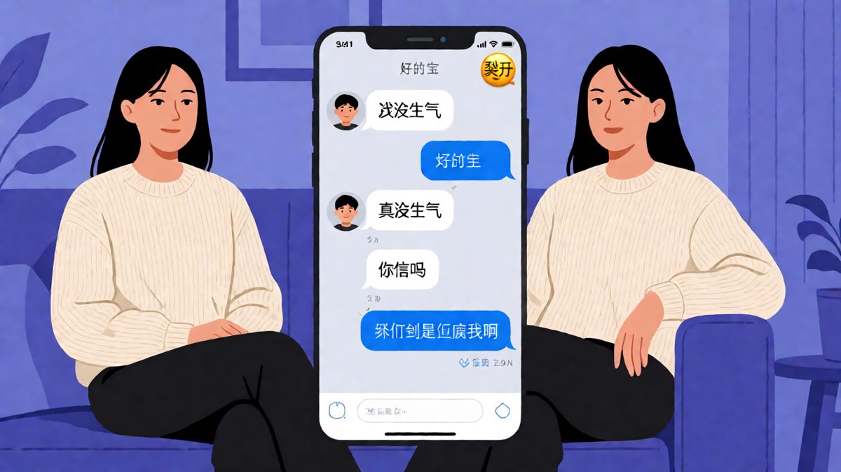 四连发证明她生气了，而男生的'好的'让她更气了