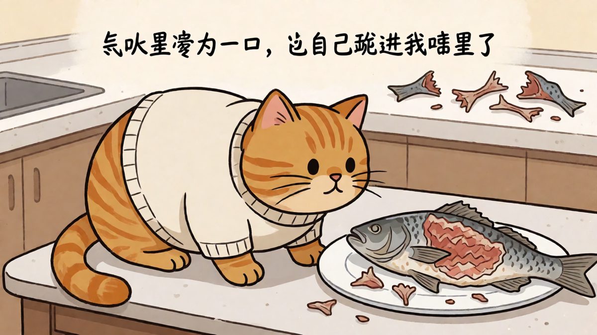 橘猫偷吃后理直气壮，这波甩锅我给满分