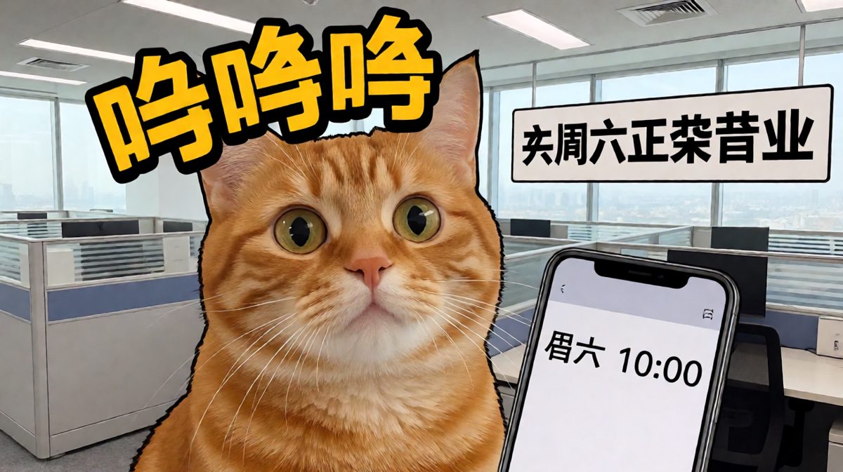 原来今天周六！白跑一趟！结局用三个'哈哈哈'收尾。