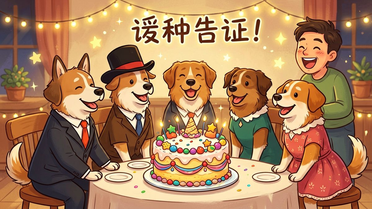 狗生巅峰，不过是一块蛋糕和一帮好兄弟。