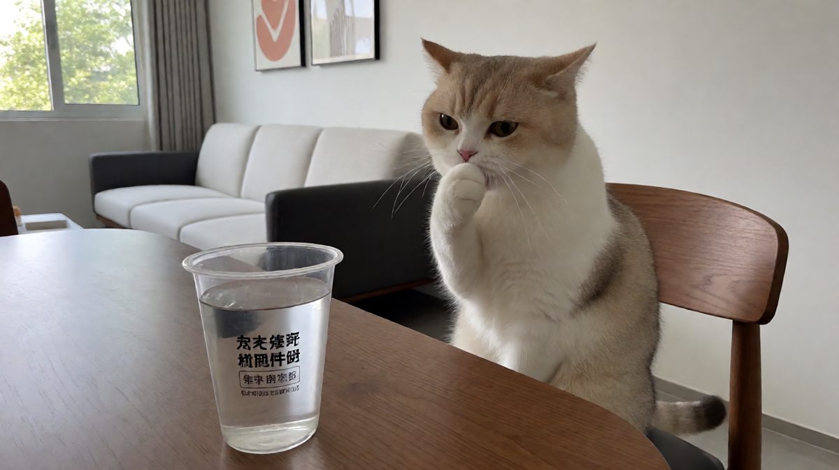 推杯子还装模作样的喵星人