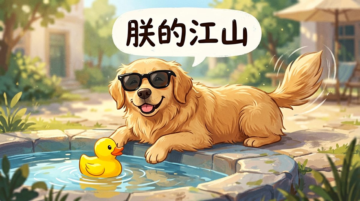 金毛：戴着墨镜也要镇住小黄鸭这个敌人