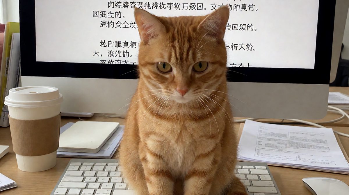 猫咪：今天也要努力摸鱼，假装自己在上班
