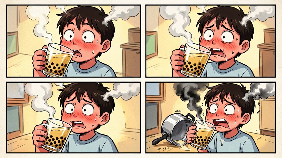 第四格：等等……这真的是奶茶吗？！