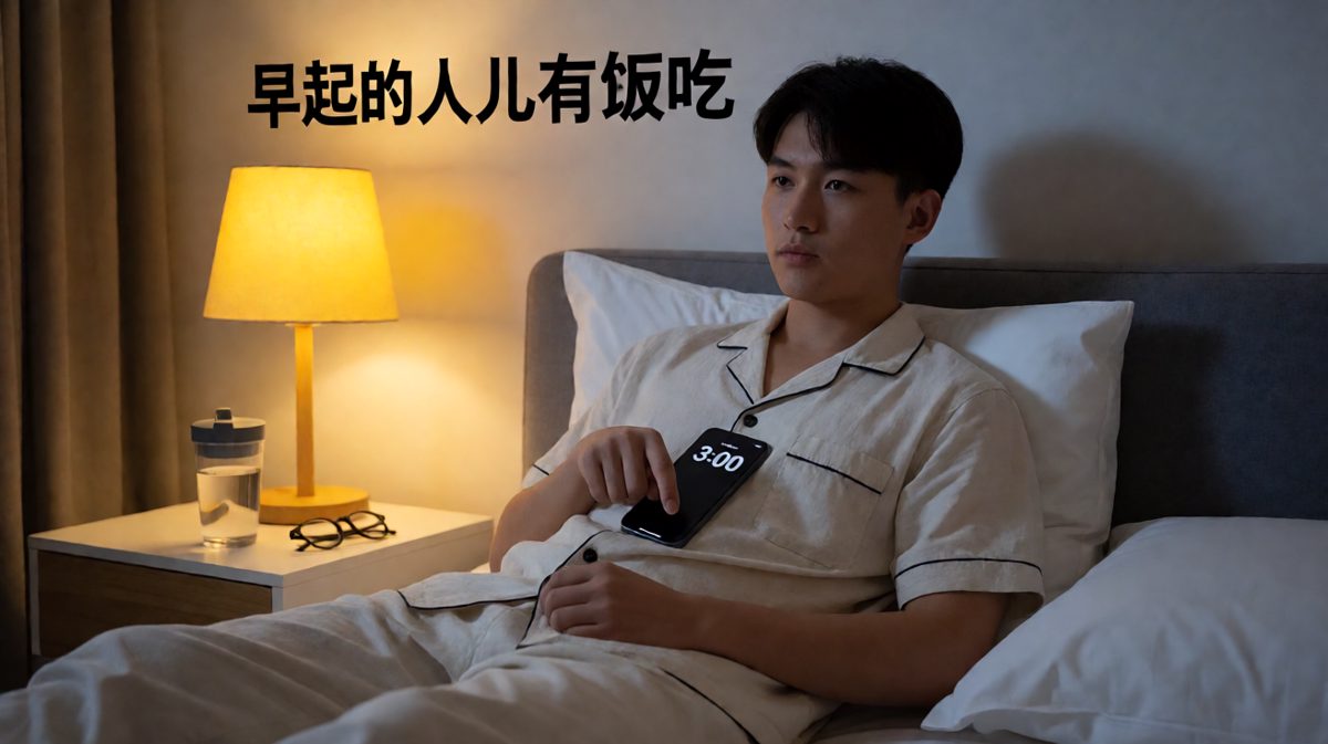 深夜三点，小明决定「早点睡早起」，果断设下闹钟。