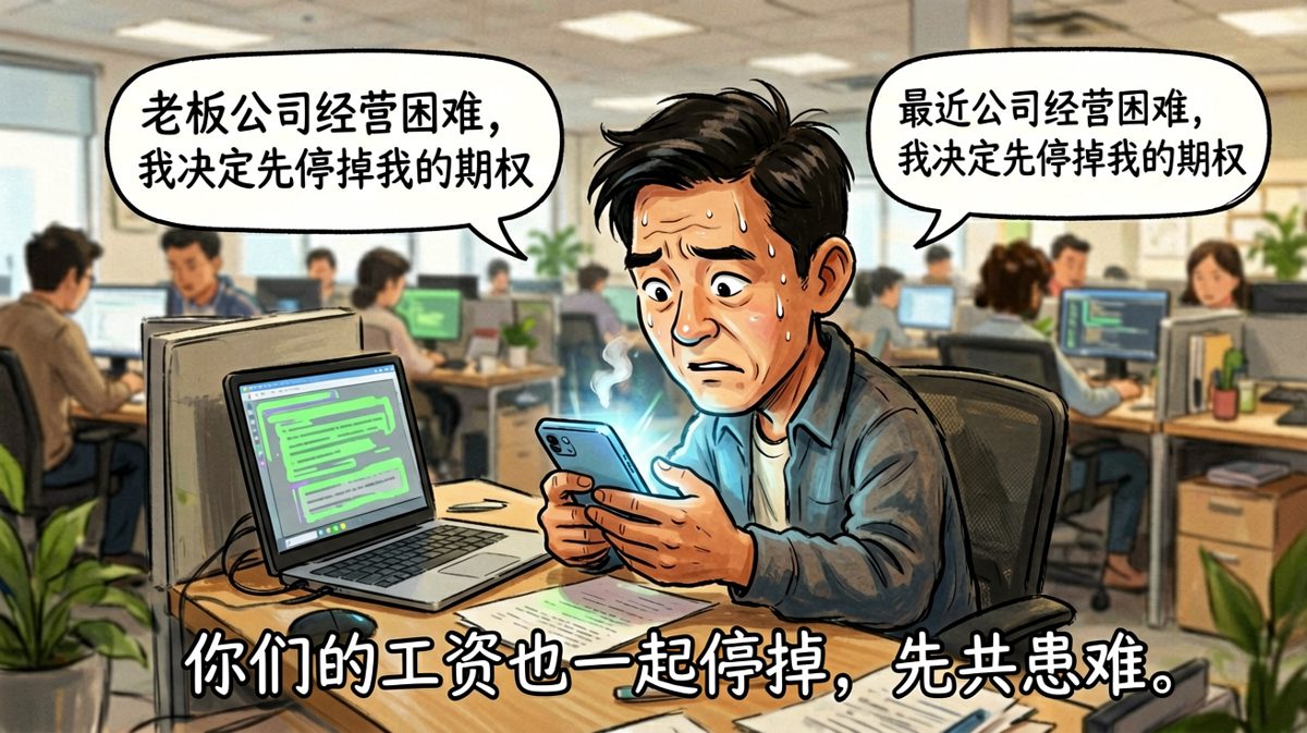 老板先以身作则停期权，原来是让你们一起停工资