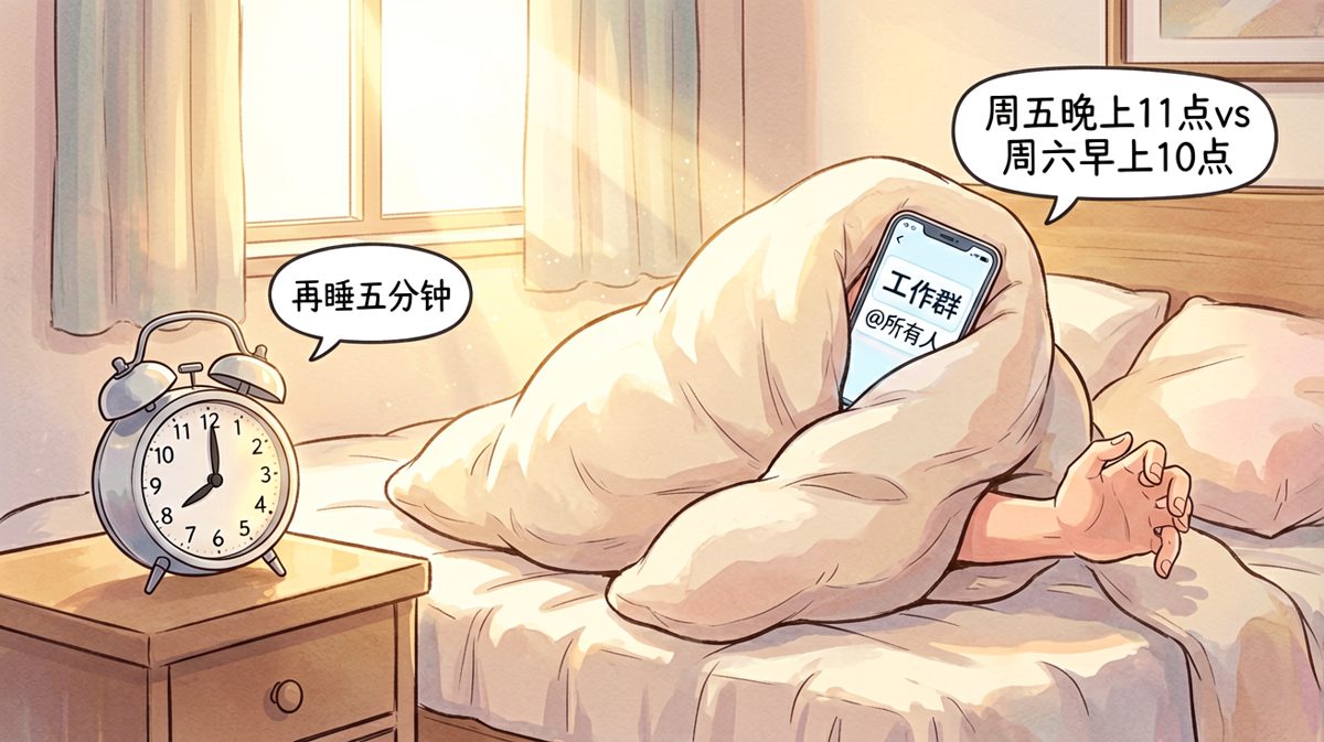 周末的最高境界：把闹钟关闭到下一个自然年。