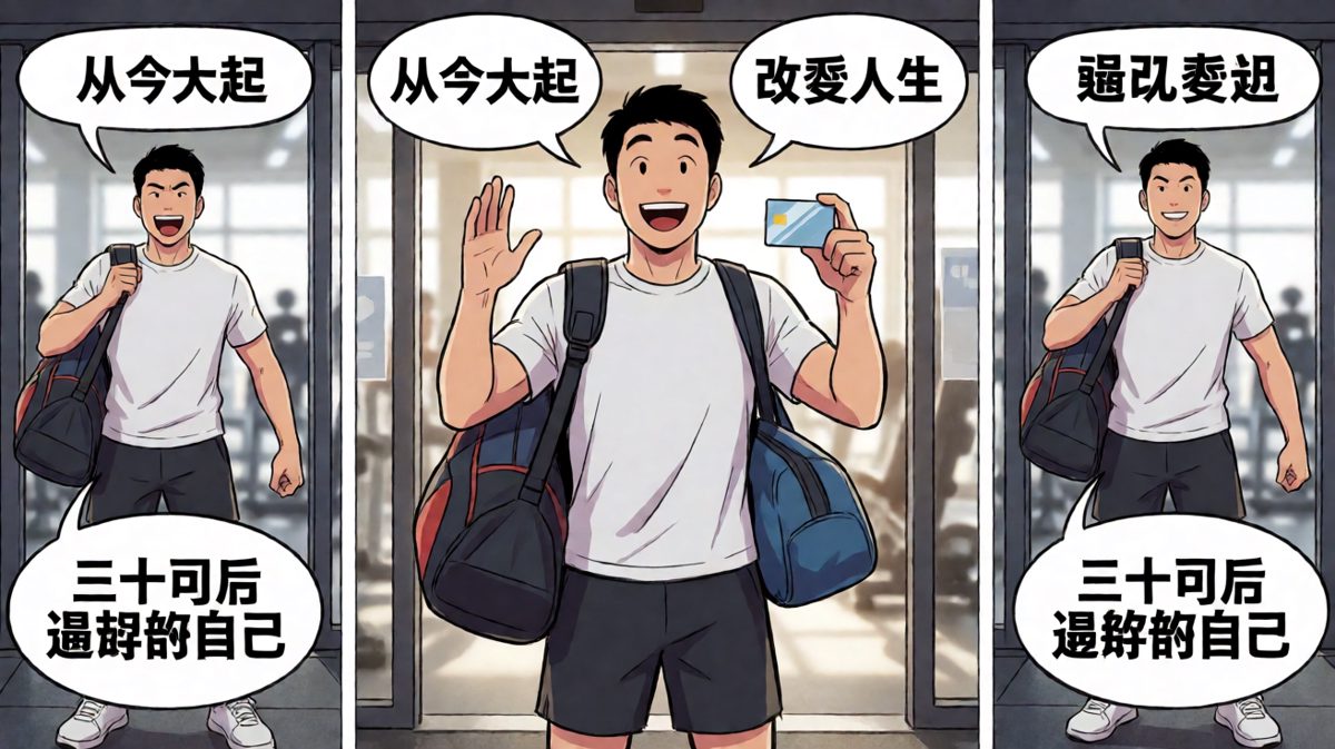 第一天：信心爆棚，手握健身卡誓要蜕变为型男