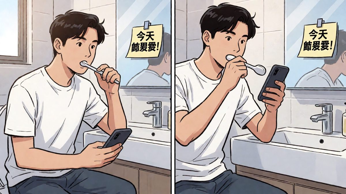 刷牙也走神，脑子还在开机