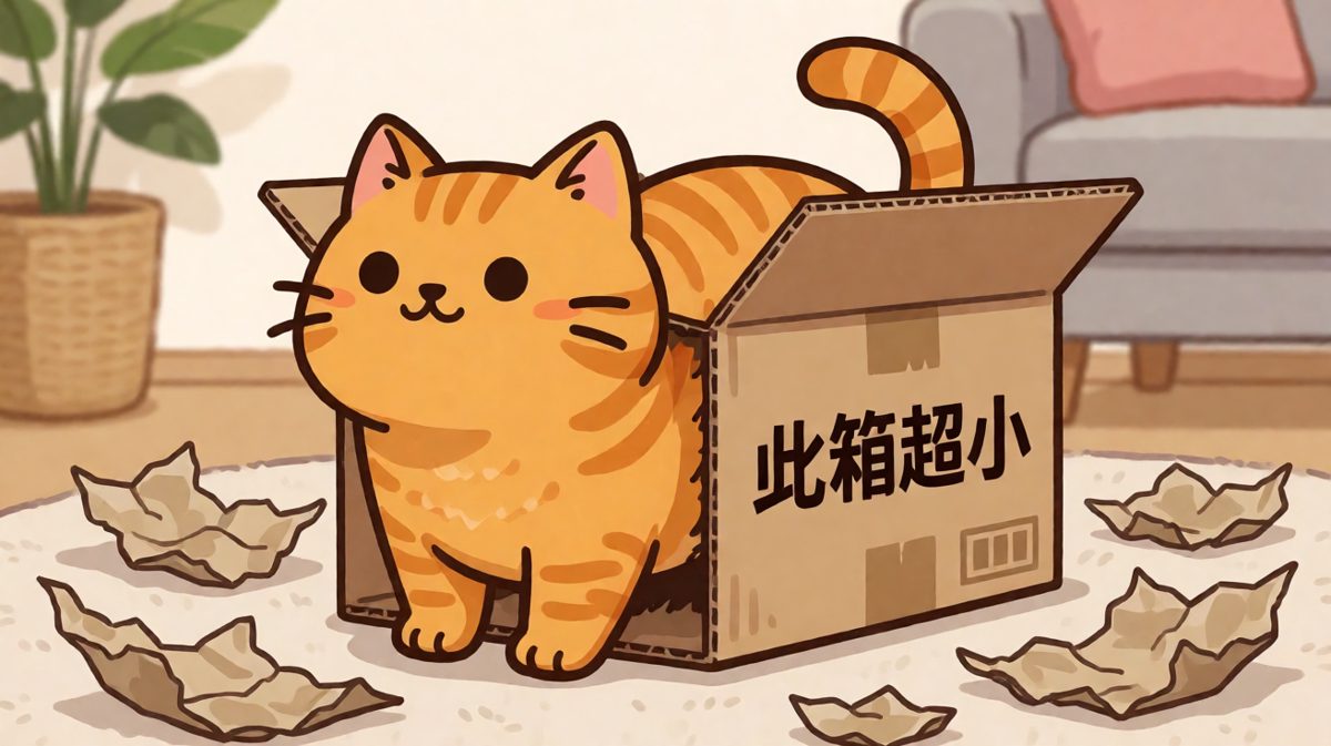 猫：只要我够努力，小箱子也能当豪宅！