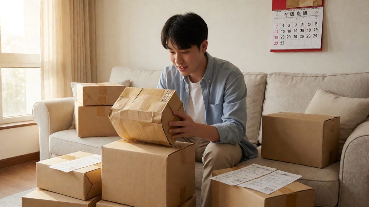 买家收到快递，满怀期待准备试穿