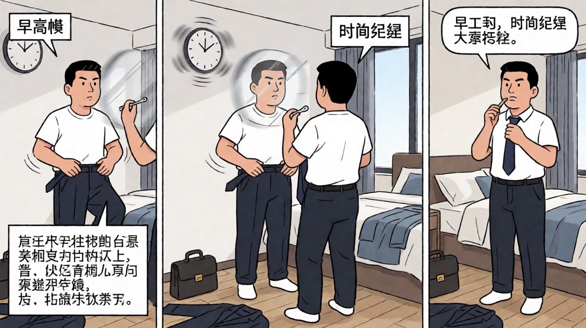 极速洗漱穿衣，分秒必争