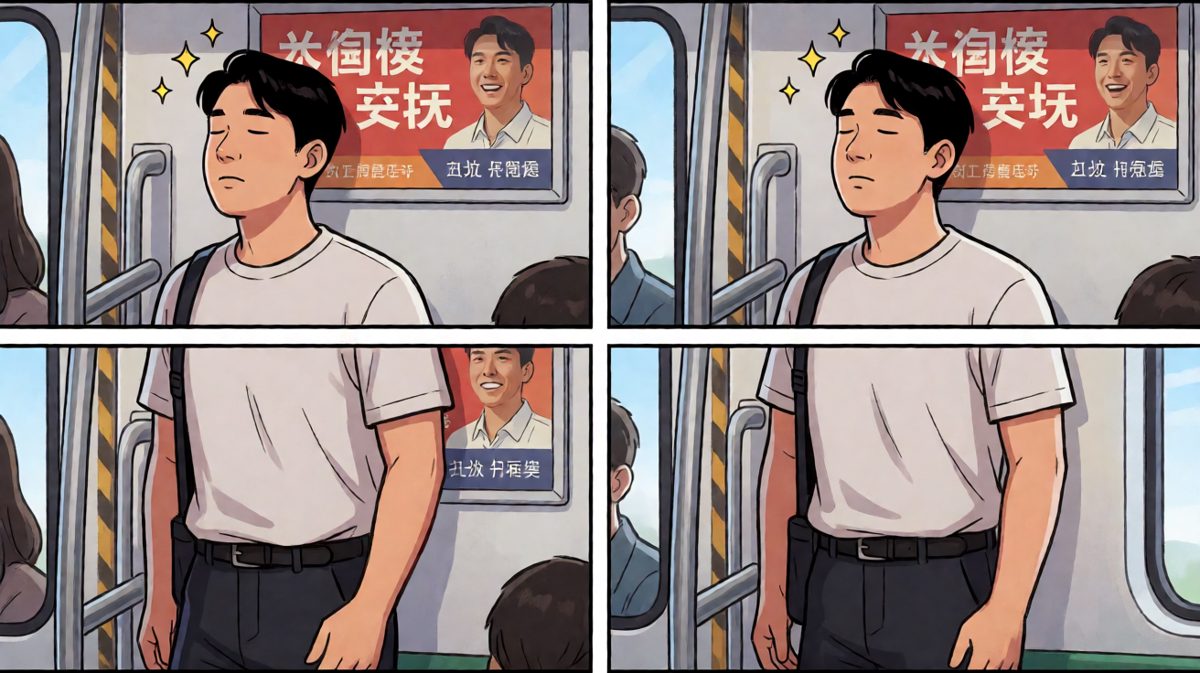 站定后放松警惕，瞬间睡死过去。